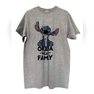 Gray Short Sleeve Tee with Blue Cartoon Graphic Size L